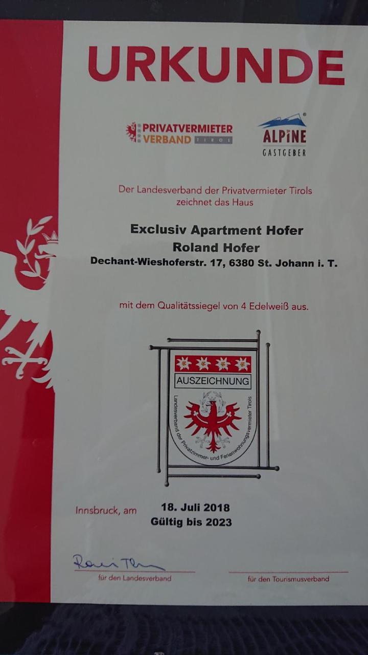Exklusiv Apartment Hofer Sankt Johann in Tirol Exterior foto